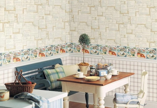 Wallpaper trends for the kitchen: a variety of color palette and wall design