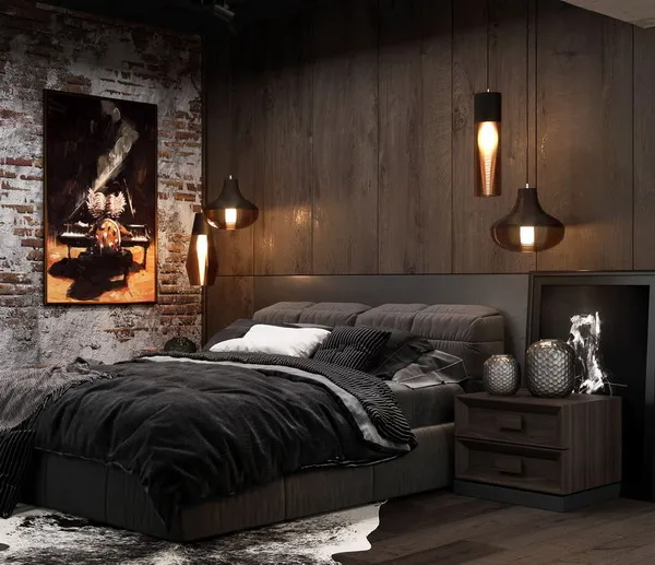 Bedroom interior 2025 in loft style
