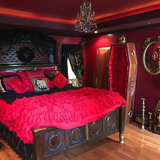 Gothic bedroom with light colors