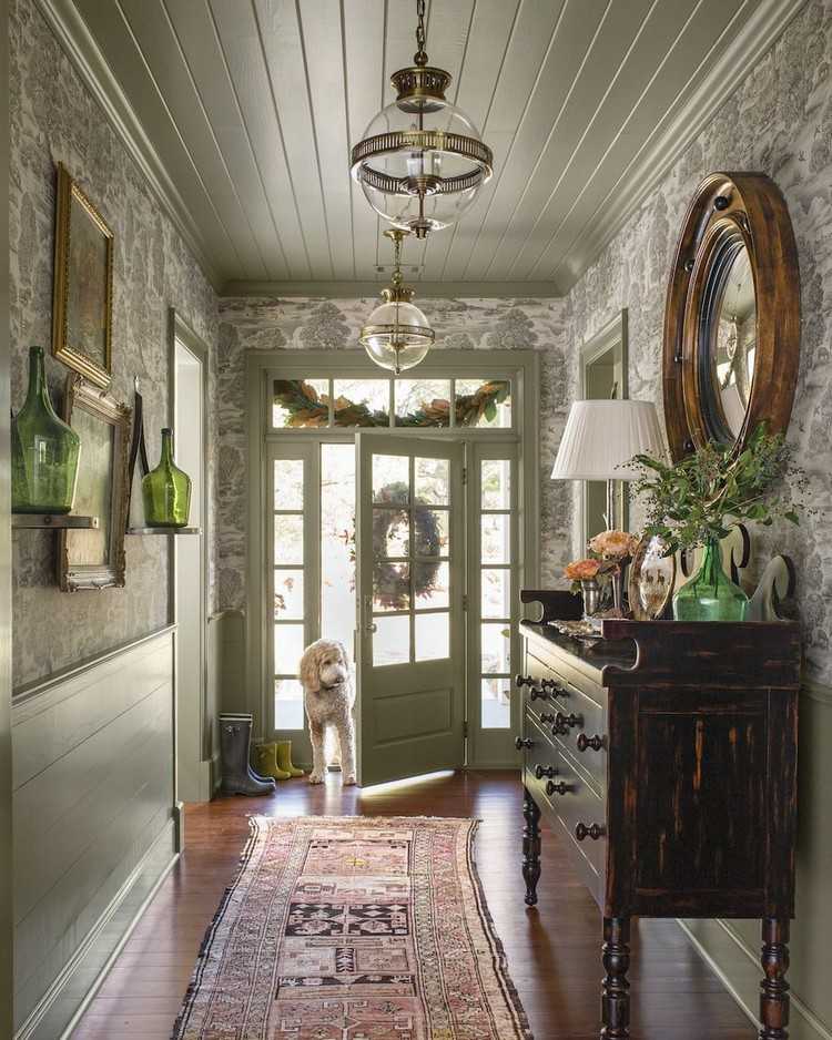 Hallway design with vintage dresser ideas
