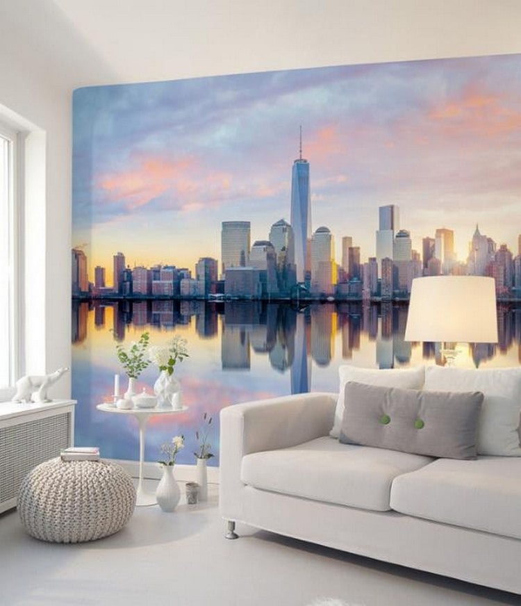 photo wallpaper skyline new york colorful