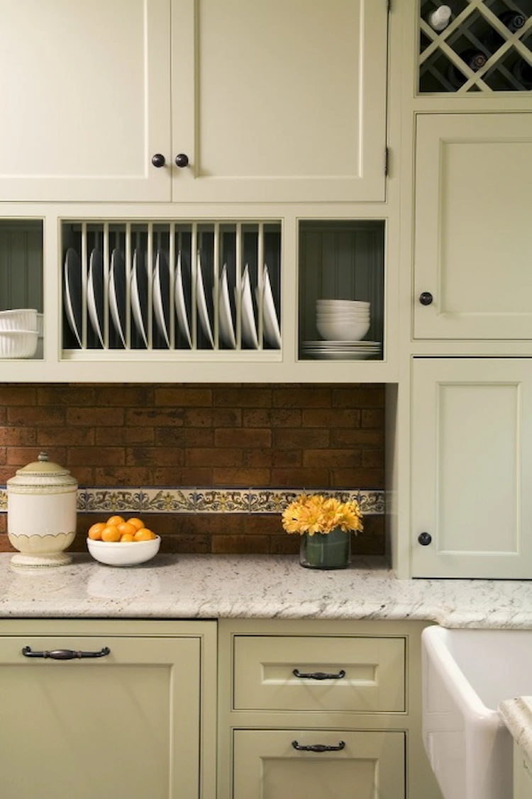 Consider a practical built-in dish rack when cleverly designing your kitchen
