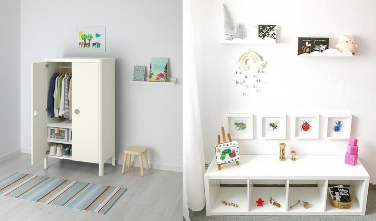 Children's furniture for Montessori use open shelf in white