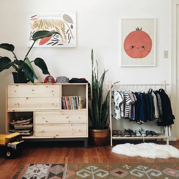 natural materials for furniture in the children's room clothes rack